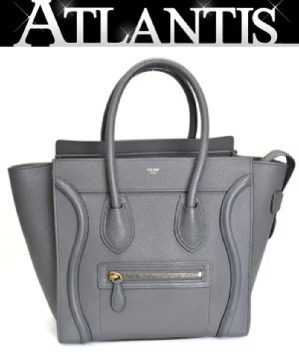 Celine Luggage Tote Shopper Handbag Leather Gray